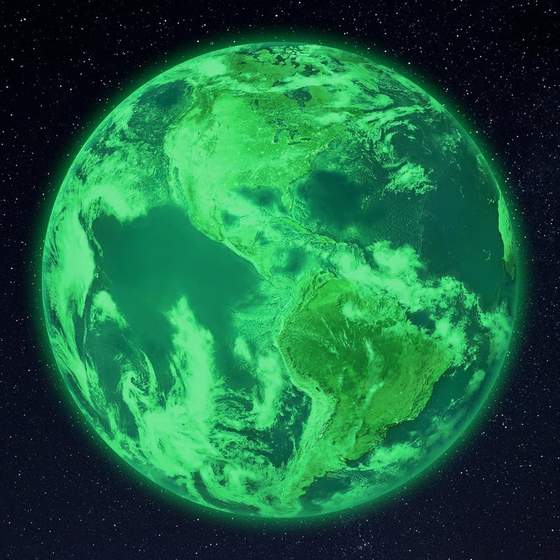 Robmoda Glow in The Dark Earth for Ceiling, Luminous Planet Wall Sticker, Kids Bedroom Wall Decal, Sticky Fluorescence Earth, Gift for Boys and Girls (Green) - Image 1